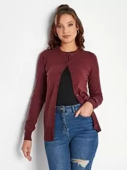 Image of Long Tall Sally Dark Red Crew Neck Cardigan, Red, Size 14-16, Women