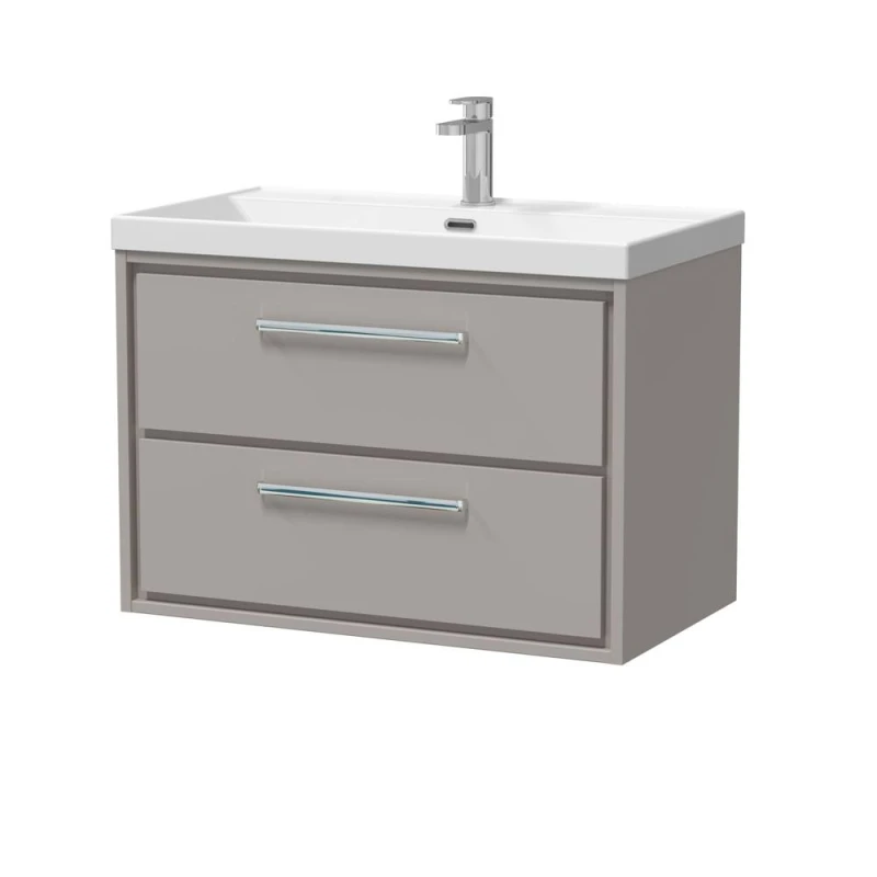 Image of Balterley Bathroom Wall Hung 2 Soft Close Drawer Vanity Unit Basin, Grey, 800mm in Grey Grey Unisex