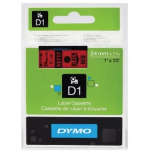 Image of Dymo 53717 Black on Red Label Tape 24mm x 7m