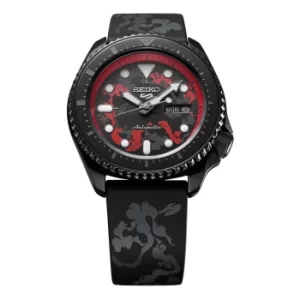 Image of Seiko 5 Sports One Piece 'Monkey D Luffy' Automatic Black Dial Black Silicone Strap SRPH65K1