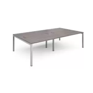 Image of Connex double back to back desks 2800mm x 1600mm - silver frame and grey oak top