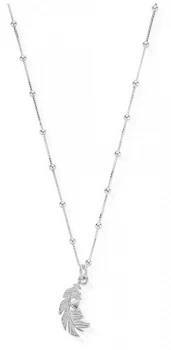 Image of ChloBo Womens Silver Heart In Feather Chain Necklace Jewellery