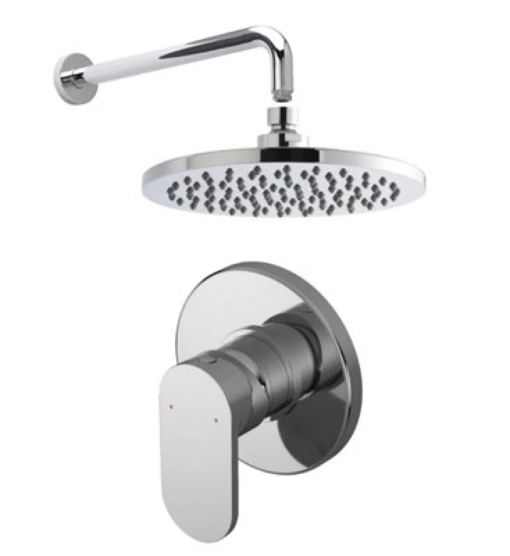 Image of Balterley Current Shower Bundle Concealed Round Manual Valve Arm Head Kit Silver