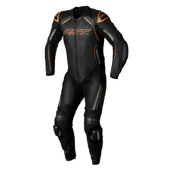 Image of RST S1 CE Leather One Piece Suit Black Orange Size 46