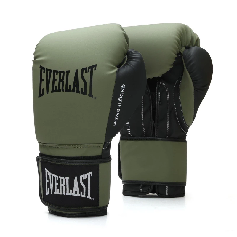 Image of Everlast Powerlock Boxing Hook & Loop Glove Olive Green unisex 10oz
