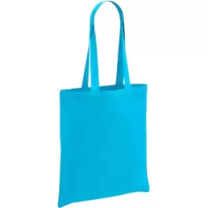 Image of Cotton Long Handle Shopper Bag (One Size) (Turquoise) - Brand Lab