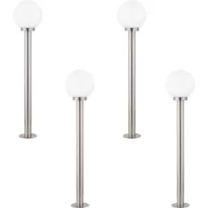 Image of 4 PACK IP44 Outdoor Bollard Light Stainless Steel & Orb 60W E27 1000mm Lamp Post