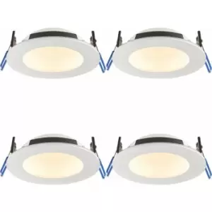 Image of 4 pack Anti-Glare Recessed IP65 Ceiling Downlight - 12W cct LED - Matt White