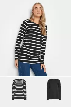 Image of Tall 2 Pack Stripe Print Long Sleeve T-Shirts