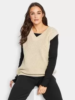 Image of Long Tall Sally Stone V Neck Knitted Vest, Grey, Size 22-24, Women