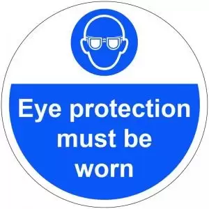 Image of Eye Protection Must Be Worn Floor Graphic adheres to most smooth clean