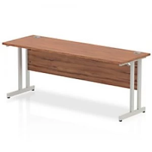 Image of Impulse 1800/600 Rectangle Silver Cantilever Leg Desk Walnut