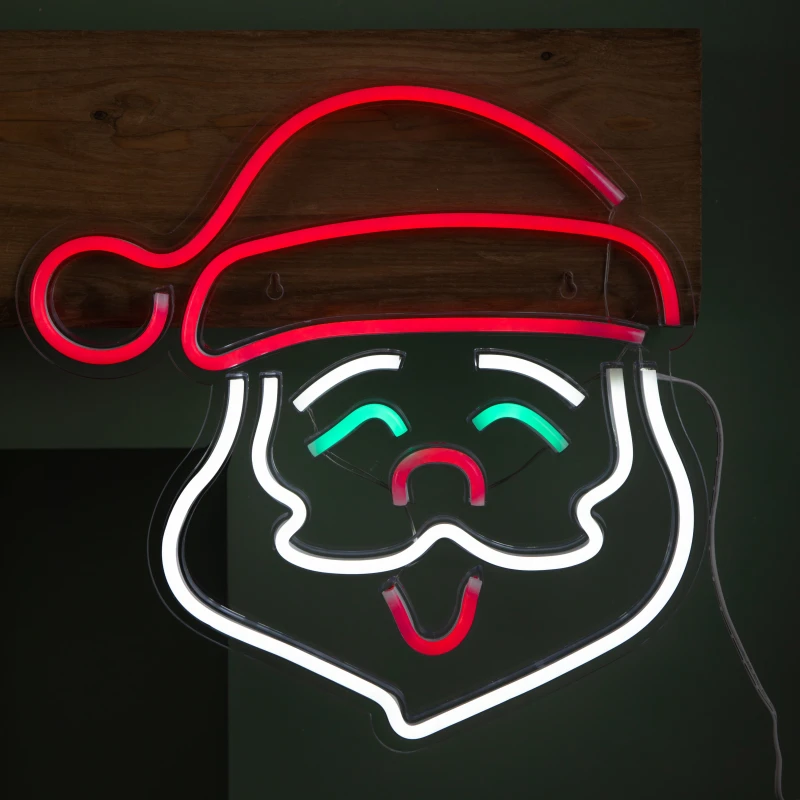 Image of 35cm USB Powered Light up Christmas Santa Multi-Coloured Neon Sign