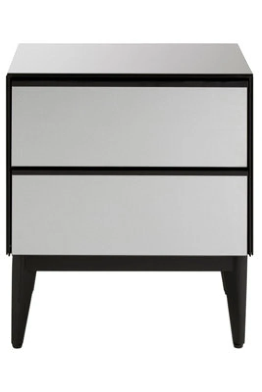 Image of Orsina Spacious 2 Drawer Chest For Sitting Area, Stylish Wooden Drawer With Tapered Legs For Decor, Metallic Chest