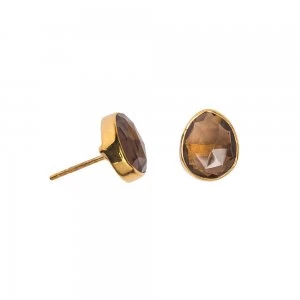 Image of Juvi Designs Gold vermeil boho oval stud Brown