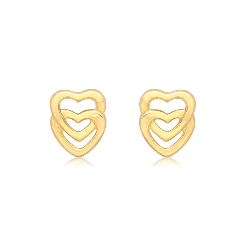 Image of Be You 9ct Gold Entwined-Heart Studs Gold female One Size