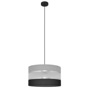 Image of Helen Cylindrical Pendant Ceiling Light Grey, Silver, Black 35cm