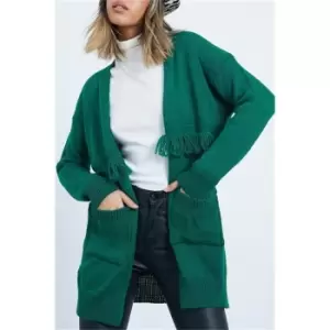 Image of I Saw It First Green Fringe Detail Cardigan - Green