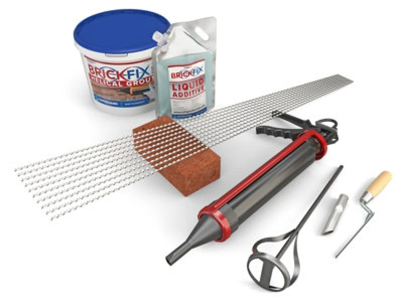 Image of Dryzone Brickfix Masonry Crack Repair Kit (10 X 1M Helical Bars & Grout) - Crack Stitching For Brick, Block & Stone Wall Stabilisation