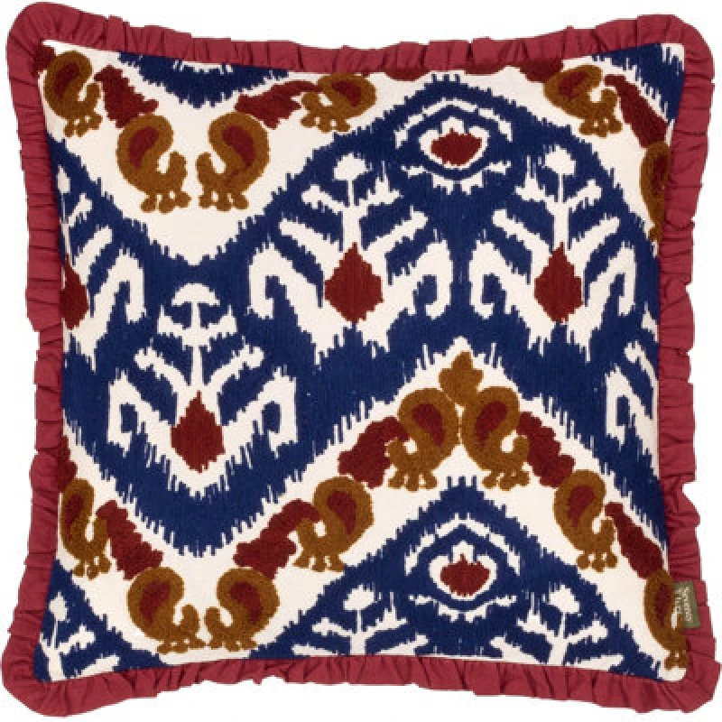 Image of Paoletti Paoletti Henderson Embroidered 100% Cotton Cushion Size: 45cm x 45cm Red 45cm x 45cm Unisex 5025532864741