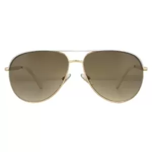Image of Aviator Rose Gold Ivory Brown Gradient Sunglasses