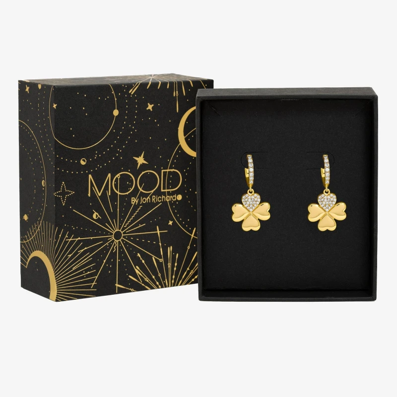 Image of Mood Gold Plated Clover Earrings Gift Boxed Gold female One Size