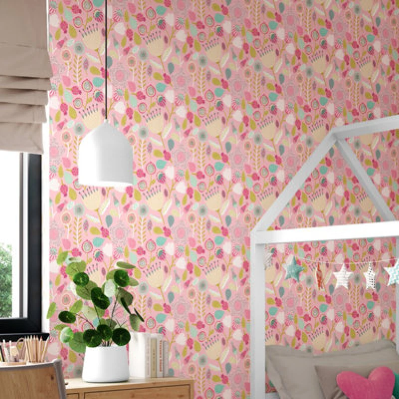 Image of Hoopla Walls Folk Floral Dolly Mixtures 10M Wallpaper