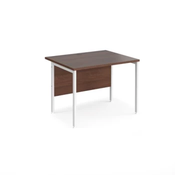 Image of Office Desk 1000mm Rectangular Desk With H-Frame Leg Walnut Tops With White Frames 800mm Depth Maestro 25