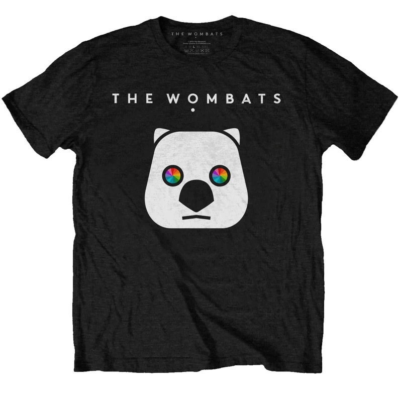 Image of Wombat Mens Rainbow Eyes Cotton T-Shirt in Black Size: Medium Black Male M
