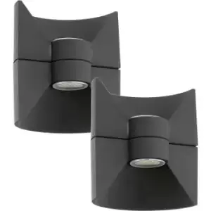 Image of 2 PACK IP44 Outdoor Up & Down Wall Light Anthracite Aluminium 2.5W LED Lamp