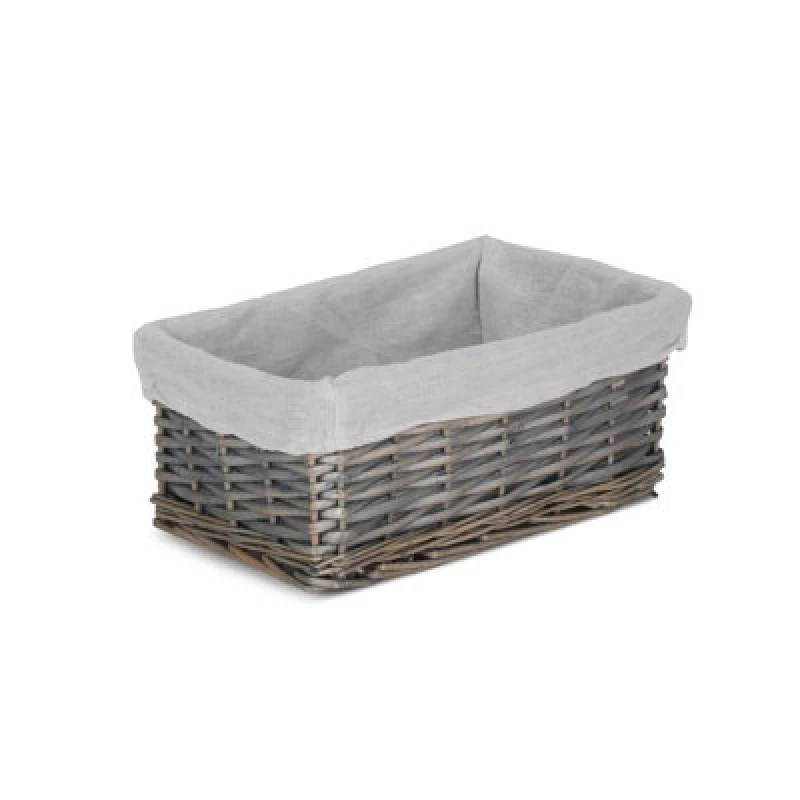 Image of Red Hamper St071W/1 Wicker Small Antique Wash Storage Basket With White Lining