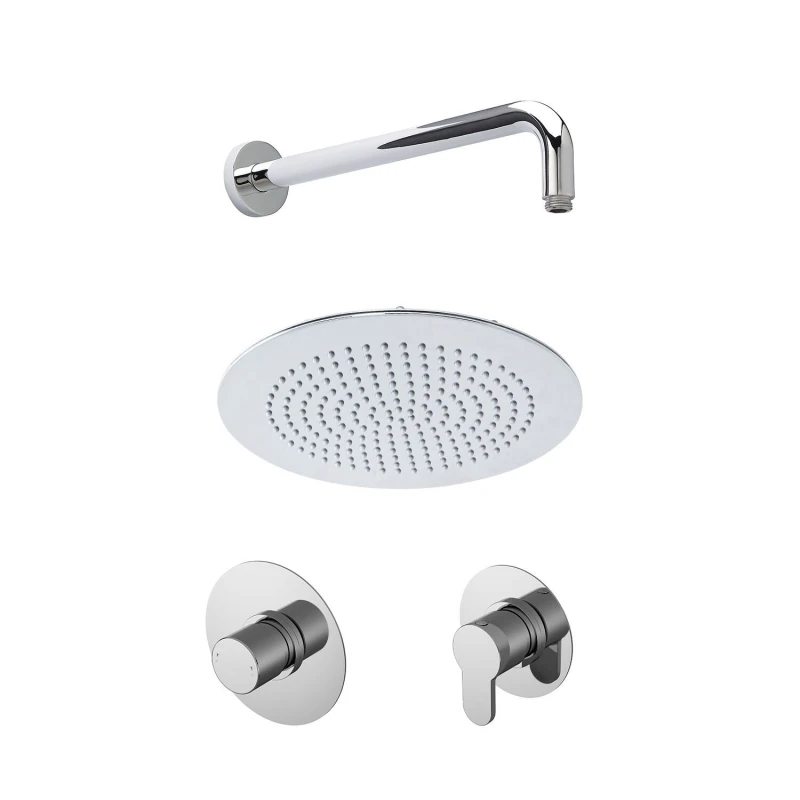 Image of Balterley 1 Outlet Shower Bundle Stop Tap Temperature Control Arm Head in Silver Silver Unisex