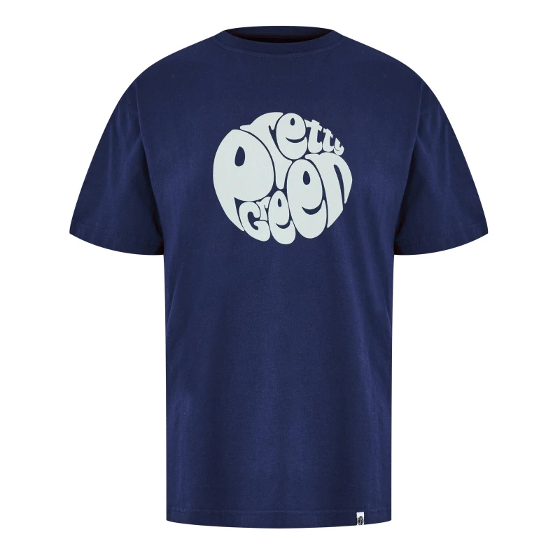 Image of Pretty Green Mens Gillespie Logo Regular Fit T-Shirt Regular Fit T-Shirts Small Blue 52796419350