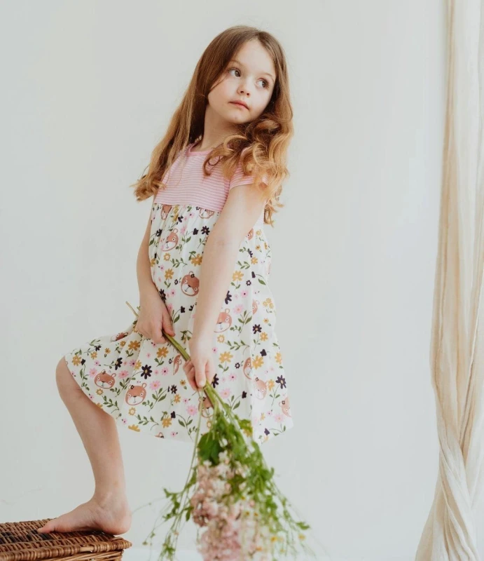 Image of Lilly + Sid Lilly & Stripe Jersey Dress Multi