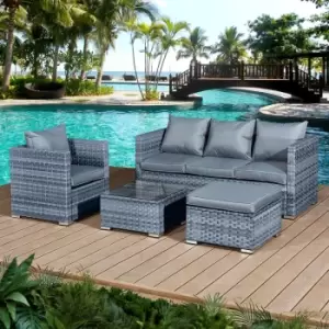Image of Acorn Rattan 5 Seat Lounge Sofa Set in Ocean Grey