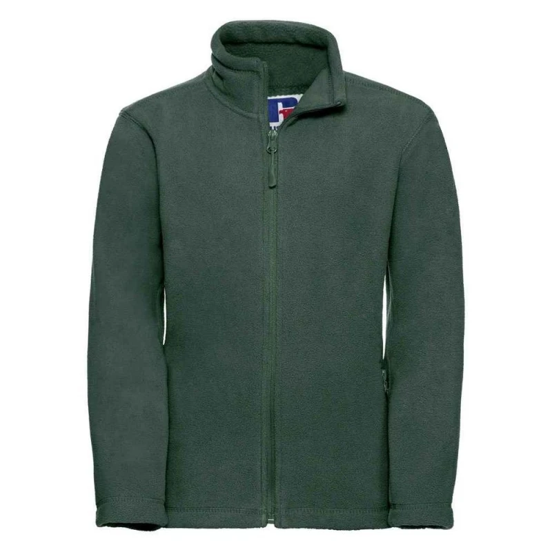 Image of Russell Full Zip Outdoor Fleece Jacket in Bottle Green Size: 3-4 Years Bottle Green Unisex 3-4 Years