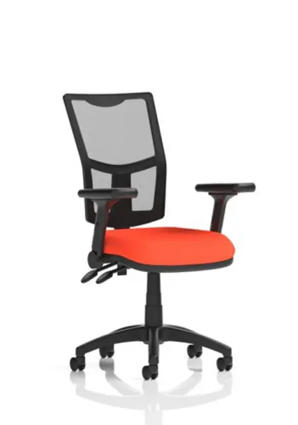 Image of Eclipse Eclipse Plus II Lever Task Operator Chair Mesh Back With Bespoke Colour Seat in Tabasco Orange With Height Adjustable And Folding Arms KCUP17