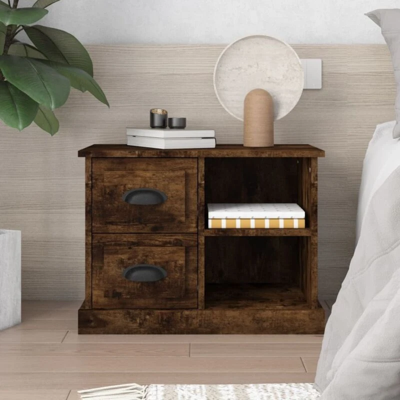 Image of VIDAXL Bedside Cabinet Smoked Oak 60x35.5x45cm Vidaxl 8720845792633