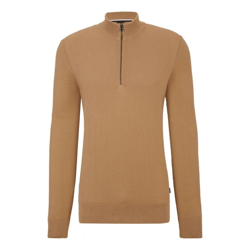 Image of Boss Ebrando-P Quarter-Zip Sweater Beige male XL