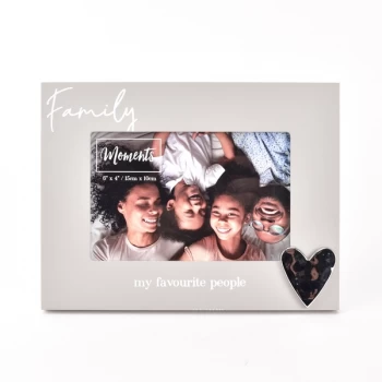Image of Moments Wooden Photo Frame with Heart 6" x 4" - Family