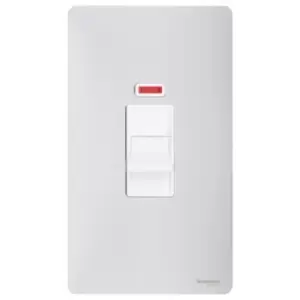 Image of Schneider Electric Ultimate Screwless Flat Plate - Double Control Switch with Neon Indicator, Double Pole, 50AX, GU4421WPC, Polished Chrome with White