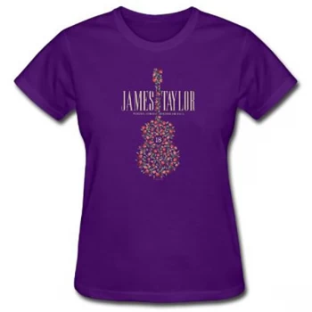 Image of James Taylor - 2018 Tour Flower Guitar Womens Medium T-Shirt - Purple