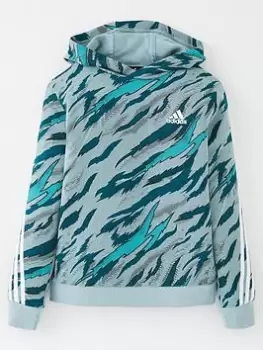 Image of adidas Older Boys Future Icons 3 Stripe Pullover Hoodie - Grey/Multi, Grey Multi, Size 11-12 Years