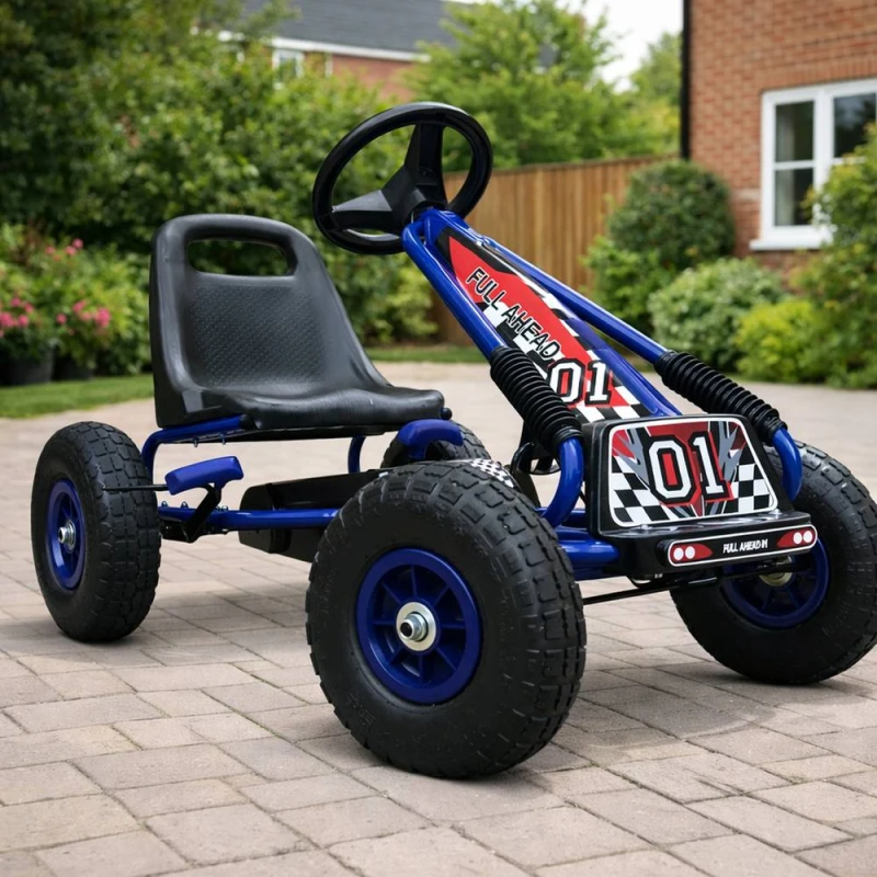 Image of Kiddo Racer Pedal Go-Kart with Adjustable Seat & Rubber Wheels in Blue Size: 1 Pack Blue Unisex 1 Pack