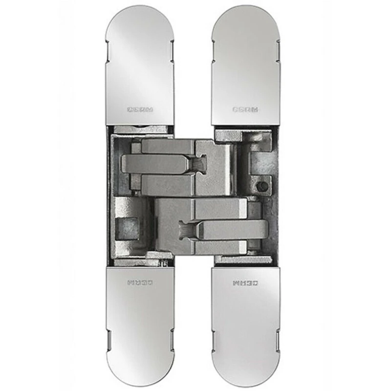 Image of Loops 130 x 30mm Concealed Heavy Duty Hinge Fits Unrebated Doors Polished Nickel Metallics
