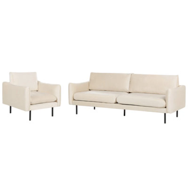Image of Beliani Living Room Set 4 Seater Vinterbro Velvet Light Beige