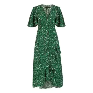 Image of Mela London GreenLeopard Print Wrap Dress - Green