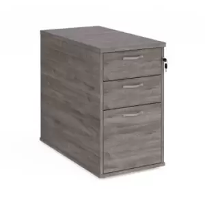 Image of Desk high 3 drawer pedestal with silver handles 800mm deep - grey oak