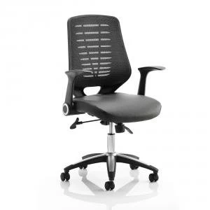 Image of Sonix Relay Task Operator Chair With Arms Leather Seat Back Black Ref