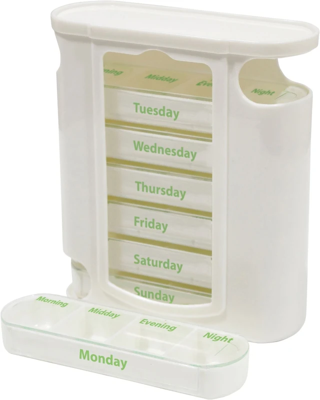 Image of AIDAPT 7 Day Weekly Pill Dispenser Box Organiser Morning Midday Evening Night ELV-447876